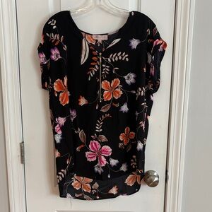 Philosophy Black Blouse with Floral Design